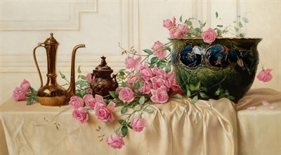 Lot 55 - Milne Ramsay American, 1847-1915 Roses Oil on...