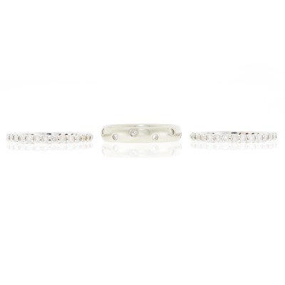 Lot 1199 - Three White Gold and Diamond Band Rings