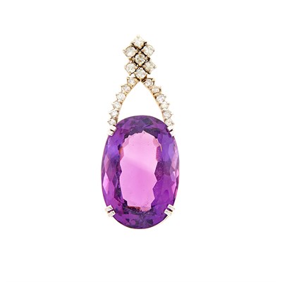 Lot 1198 - Silver, Amethyst and Diamond Pendant