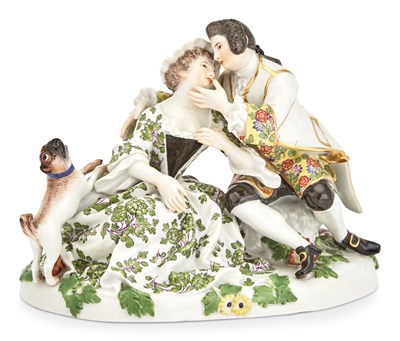 Lot 227 - Meissen Porcelain Figural Group of Seated...