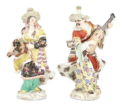 Lot 109 - Assembled Pair of Meissen Porcelain Figures of...