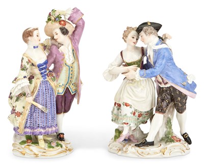 Lot 186 - Two Meissen Porcelain Figural Groups of...