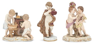 Lot 202 - Group of Three Meissen Porcelain Figures...
