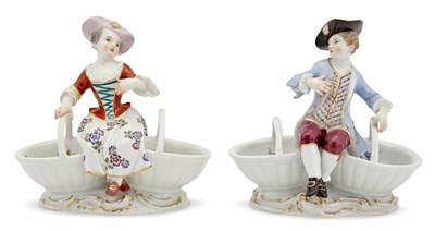 Lot 195 - Pair of Meissen Polychrome Decorated Porcelain...