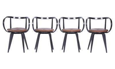 Lot 271 - Set of Four Painted Bentwood Pretzel Armchairs...