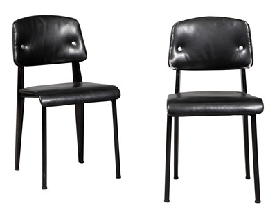 Lot 74A - Pair of Jean Prouvé Metal and Faux Leather...