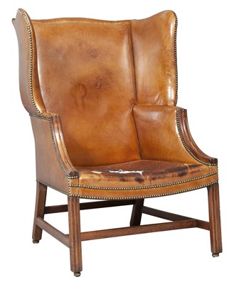 Lot 257 - George III Leather and Nailhead Upholstered...