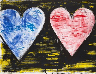 Lot 62 - Jim Dine (b. 1935) TWO HEARTS AT SUNSET (BURG...