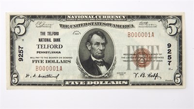 Lot 3070 - United States 1929 National Telford PA $5...