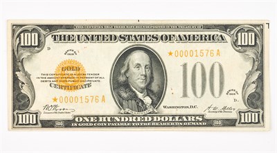 Lot 3071 - United States 1928 $100 STAR Gold Certificate...