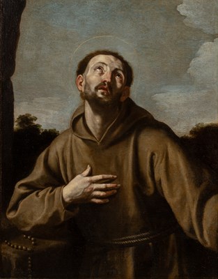 Lot 15 - Bolognese School 17th Century Saint Francis in...