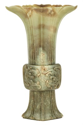 Lot 83 - A Chinese Celadon Jade Gu Vase Qing Dynasty Of...