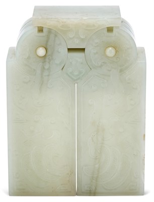 Lot 61 - A Chinese White Jade Hinged Brush Holder...