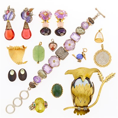 Lot 1148 - Group of Gold, Silver and Costume Jewelry
