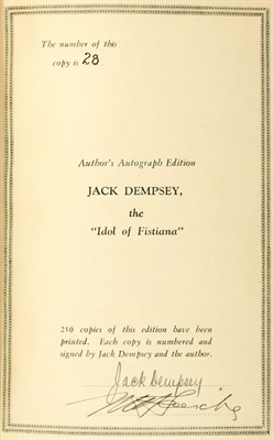 Lot 300 - [BOXING] FLEISCHER, NAT. Jack Dempsey. The...