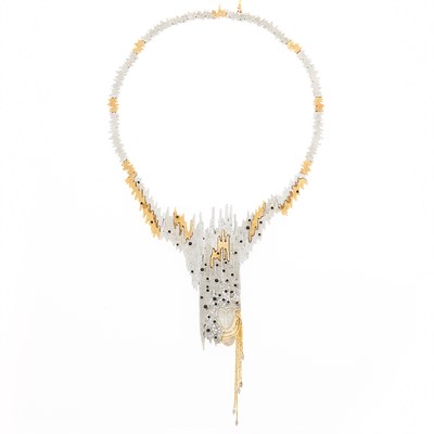 Lot 1173 - Erté Silver, Gold, Mother-of-Pearl and Black Onyx 'Sophistication' Necklace
