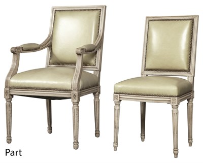 Lot 192 - Set of Eight Louis XVI Style Leather...