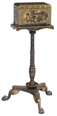 Lot 257 - Regency Japanned and Parcel Gilt Tea Caddy on...