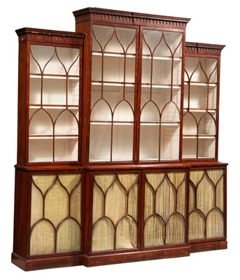Lot 147 - George III Style Mahogany Breakfront Cabinet...