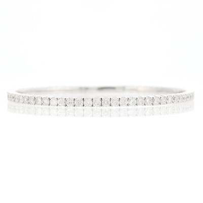 Lot 1092 - White Gold and Diamond Bangle Bracelet