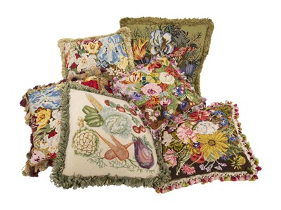 Lot 1031 - Group of Six Needlepoint Pillows Modern In...