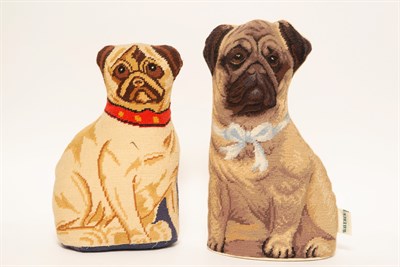 Lot 1022 - Group of Five Pug Decorated Needlepoint...