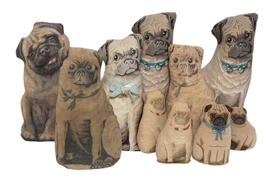 Lot 1024 - Group of Ten Pug Decorated Upholstered Pillows...