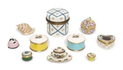 Lot 1075 - Group of Ten Porcelain Dresser Boxes Including...
