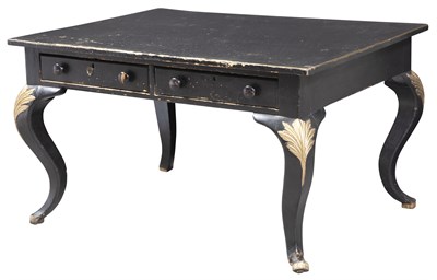 Lot 1130 - Black and Gold Painted Desk The rectangular...