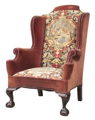 Lot 1162 - George II Style Upholstered Mahogany Wing...