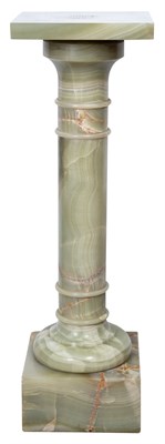 Lot 1186 - Green Onyx Pedestal With brown graining....