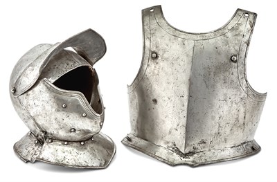 Lot 1178 - German Steel Breastplate and Armet Probably...