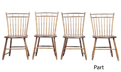 Lot 288 - Set of Six Ash, Pine and Maple Bamboo-Turned Birdcage Windsor Chairs Plus an Associated Armchair