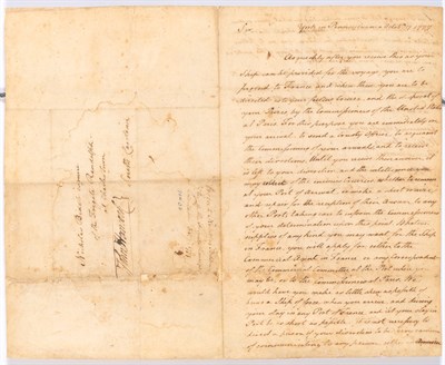 Lot 1123 - JOHN HANCOCK Signed naval orders sent to...