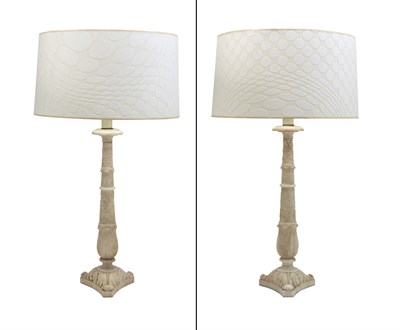 Lot 119 - Pair of Neoclassical Style Alabaster Lamps...