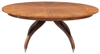 Lot 295 - Brass Inlaid Fruitwood Extension Dining Table...