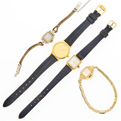 Lot 1264 - Four Lady's Gold, Gold-Filled and Metal Wristwatches