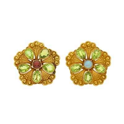 Lot 21 - Pair of Antique Gold and Gem-Set Pendant-Brooches