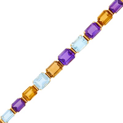 Lot 17 - Gold and Colored Stone Bracelet
