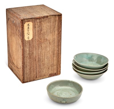 Lot 396 - Five Korean Celadon Bowls Goryeo Dynasty...