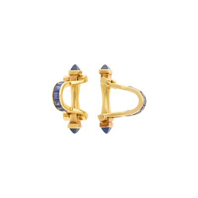 Lot 49 - Pair of Gold and Sapphire Cufflinks, France