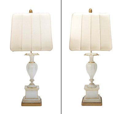 Lot 146 - Pair of Opaline Glass Vases Mounted as Lamps...