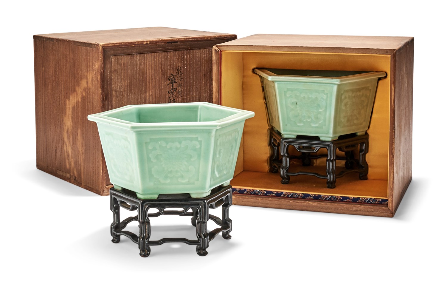 Lot 160 - A Pair of Imperial Chinese Celadon Porcelain...