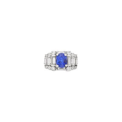 Lot 76 - White Gold, Sapphire and Diamond Ring