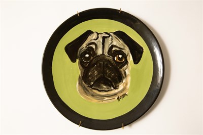 Lot 1007 - Three Porcelain Plates Decorated with Pugs...