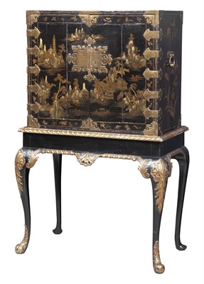 Lot 238 - Japanese Black Lacquer Chinoiserie Decorated...