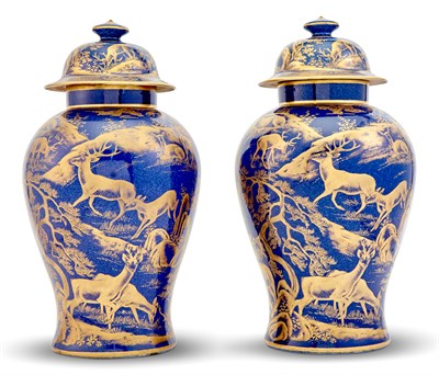 Lot 172 - Pair of Chinese Gilt Decorated Powder Blue...
