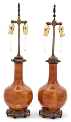 Lot 212 - Pair of Chinese Style Brown Glazed Porcelain...