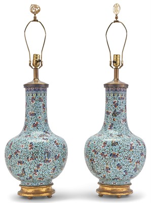 Lot 231 - Pair of Cloisonné Enameled Pale Blue Ground...