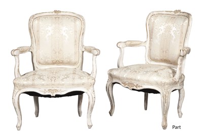 Lot 269 - Set of Four Louis XV Style Upholstered Painted...